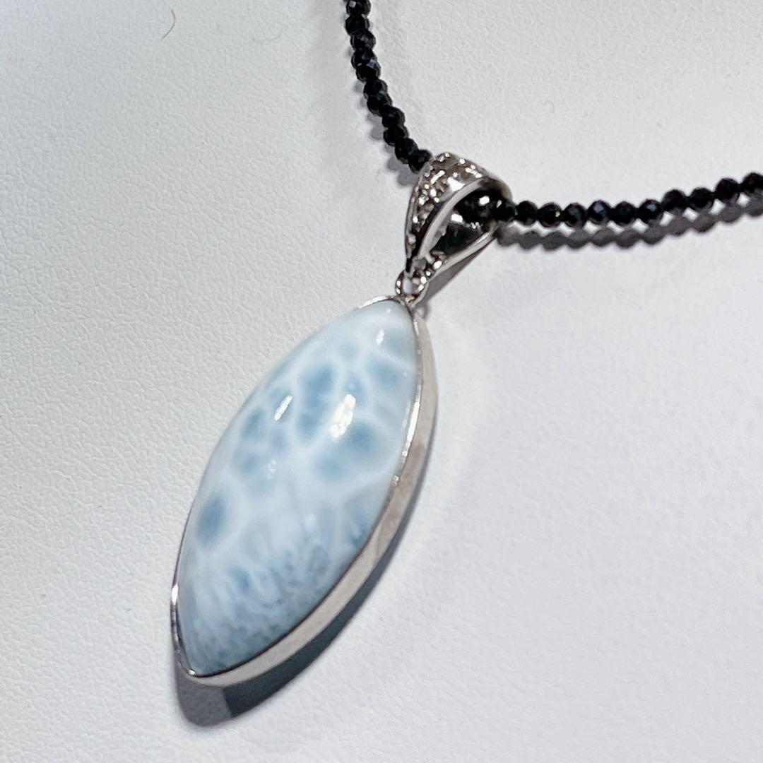 ラリマーペンダントブラックスピネルネックレスNO25-1708