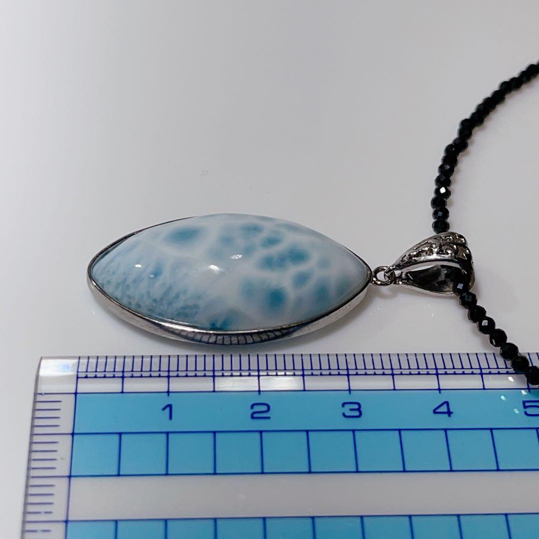 ラリマーペンダントブラックスピネルネックレスNO25-1708