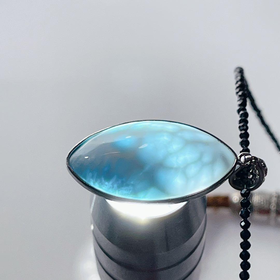 ラリマーペンダントブラックスピネルネックレスNO25-1708