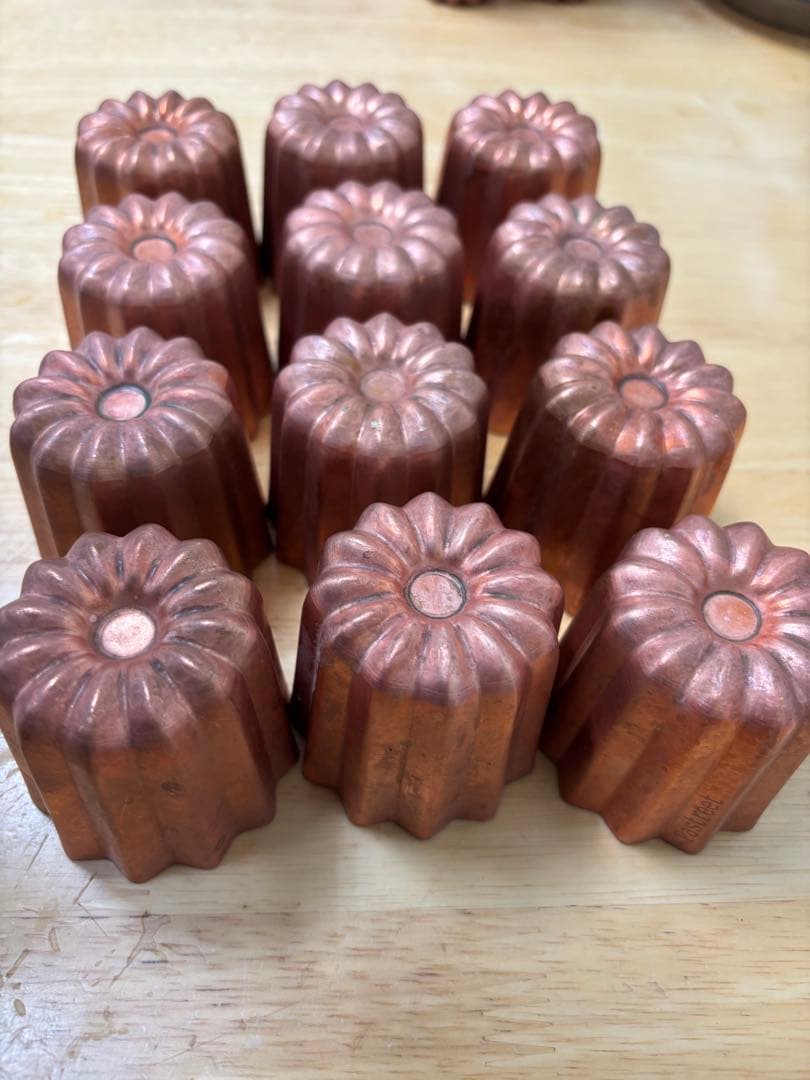 ①銅カヌレ型 大12個セット 国産ミツロウ80g付き