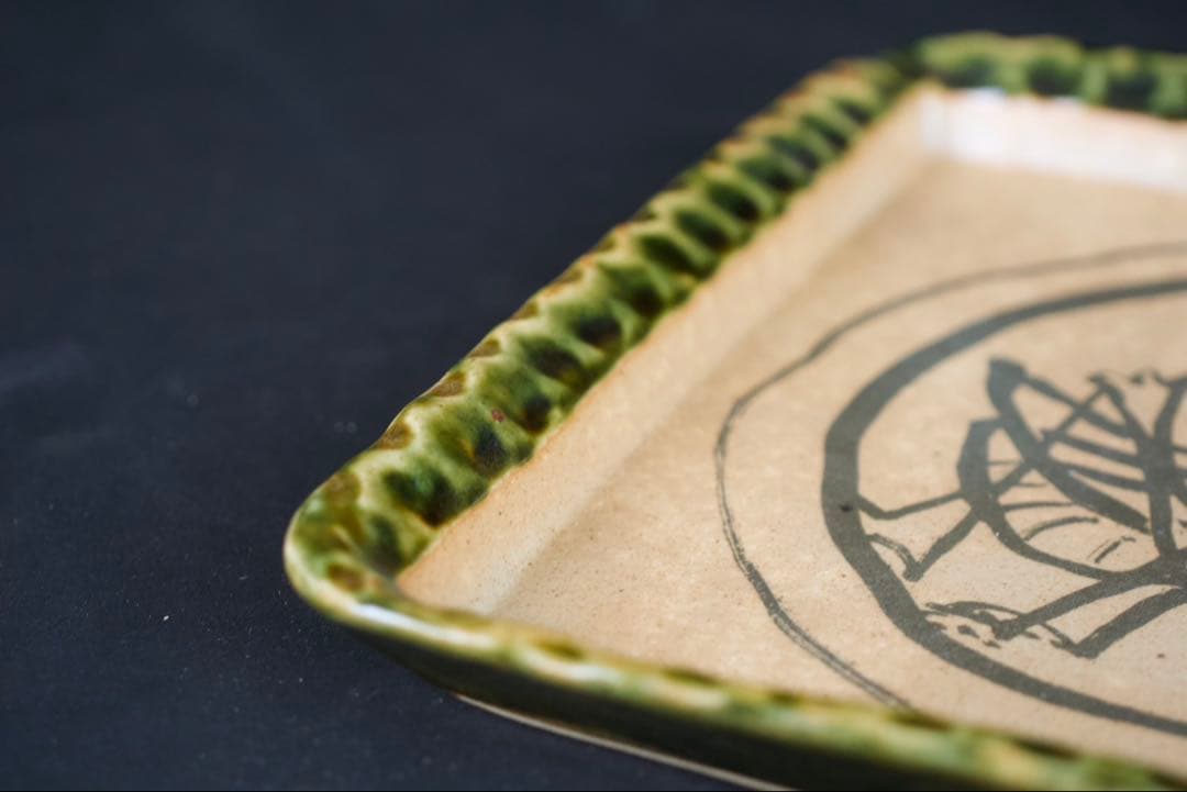 北川民次 バッタ 霞仙作 絵皿 飾皿 洋画家 二科会 静岡