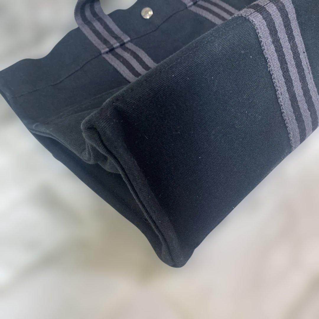 美品　HERMES エルメスフールトゥ MMトートバッグ　コットンキャンパス 黒
