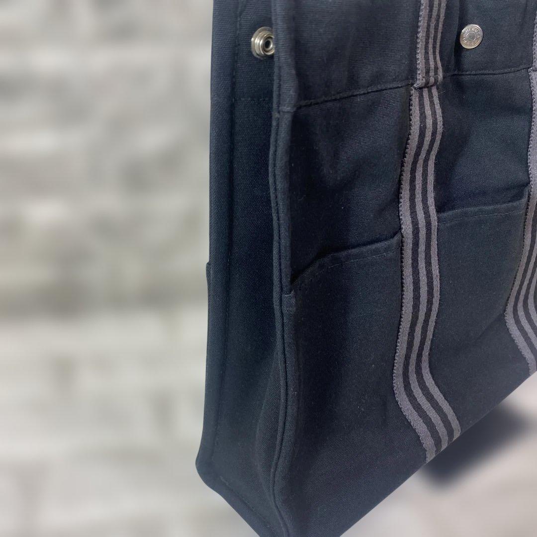 美品　HERMES エルメスフールトゥ MMトートバッグ　コットンキャンパス 黒