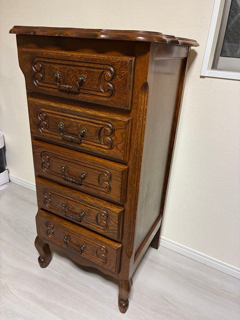 三越ブルージュ クラシック猫足 ルーマニア製 5段チェスト チェスト 輸入家具