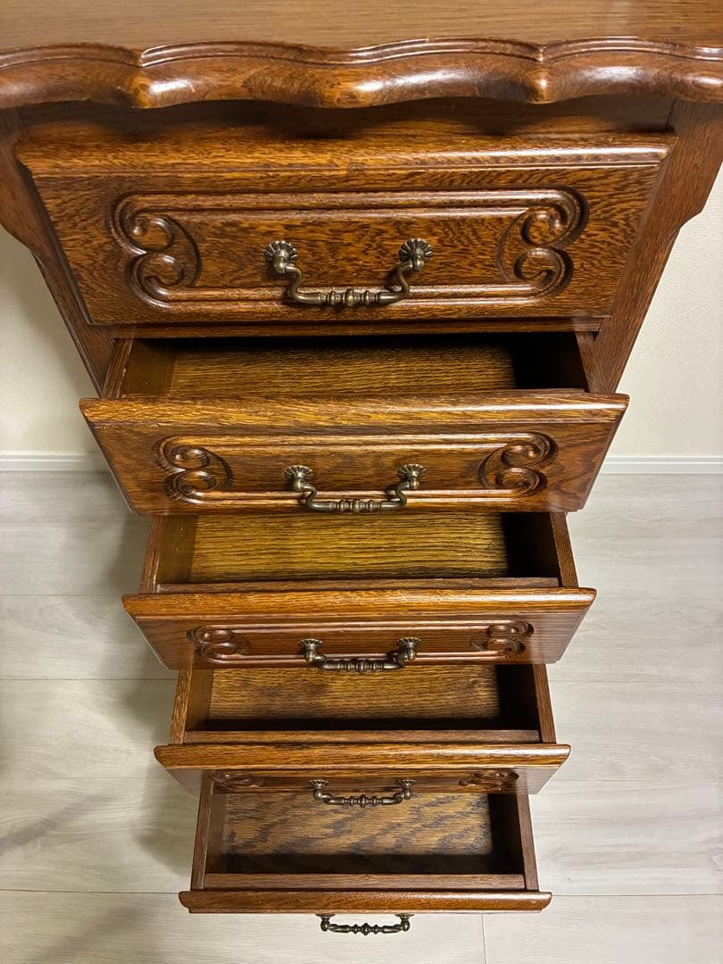 三越ブルージュ クラシック猫足 ルーマニア製 5段チェスト チェスト 輸入家具