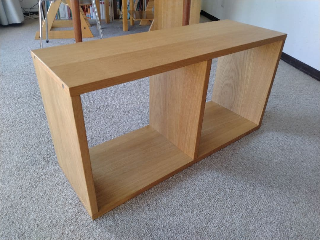 【美品】MUJI無印良品 スタッキングシェルフ2×1段/オーク材オープンラック棚