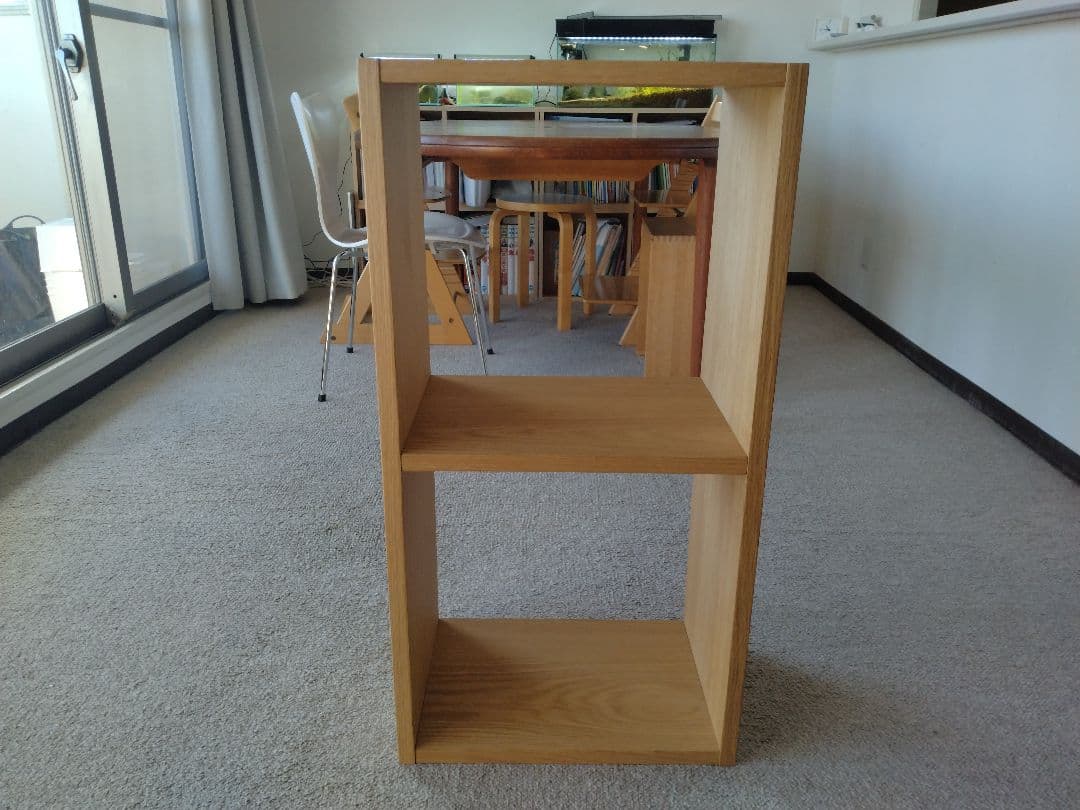 【美品】MUJI無印良品 スタッキングシェルフ2×1段/オーク材オープンラック棚