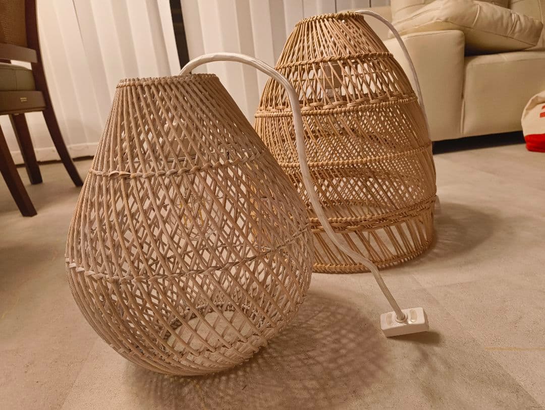 ラタン ドロップ型シーリングライト２個セット！ LED付き 送料込✨