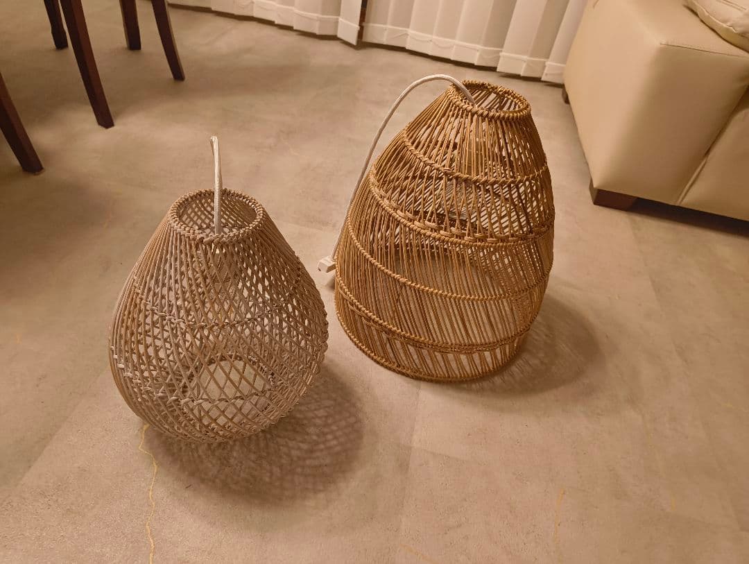 ラタン ドロップ型シーリングライト２個セット！ LED付き 送料込✨