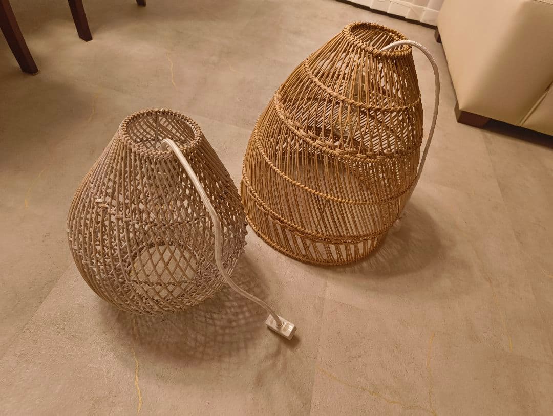 ラタン ドロップ型シーリングライト２個セット！ LED付き 送料込✨