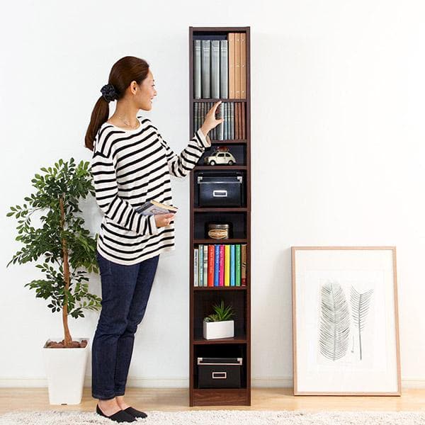 細長い 縦長 大容量 調節可能 整理 本棚 ラック ホワイト