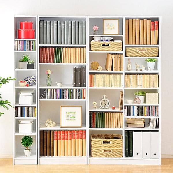 細長い 縦長 大容量 調節可能 整理 本棚 ラック ホワイト