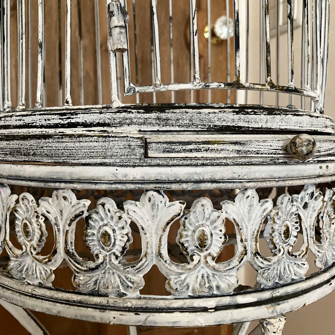 鳥かご アンティーク風 高さ142cm 金属 × 木製 ペイント ガーデニング