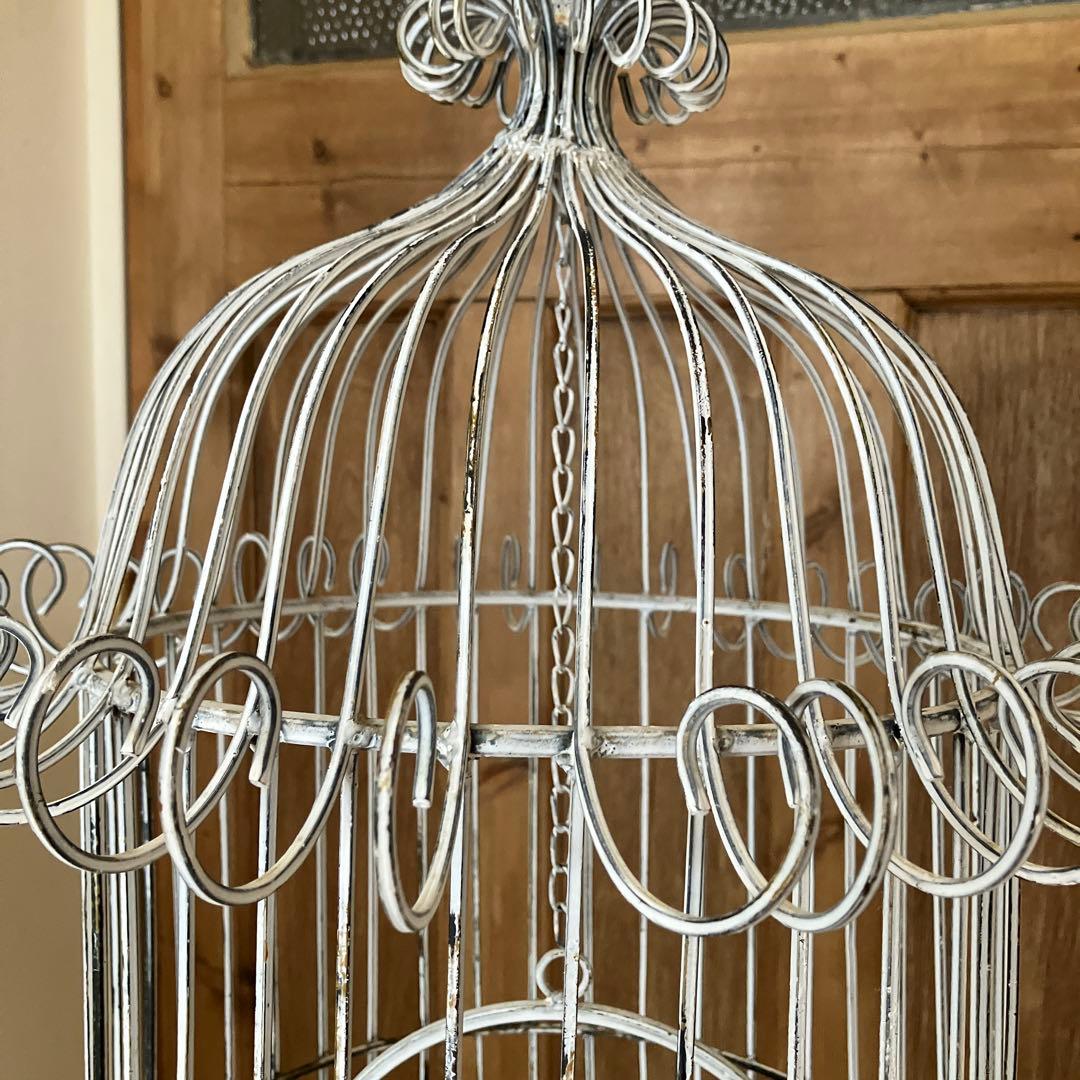 鳥かご アンティーク風 高さ142cm 金属 × 木製 ペイント ガーデニング