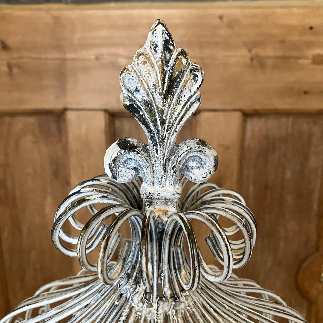 鳥かご アンティーク風 高さ142cm 金属 × 木製 ペイント ガーデニング