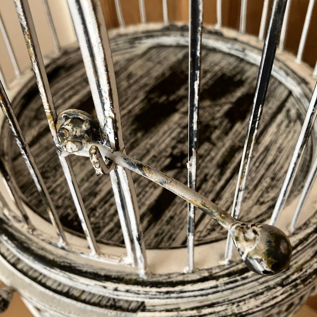 鳥かご アンティーク風 高さ142cm 金属 × 木製 ペイント ガーデニング