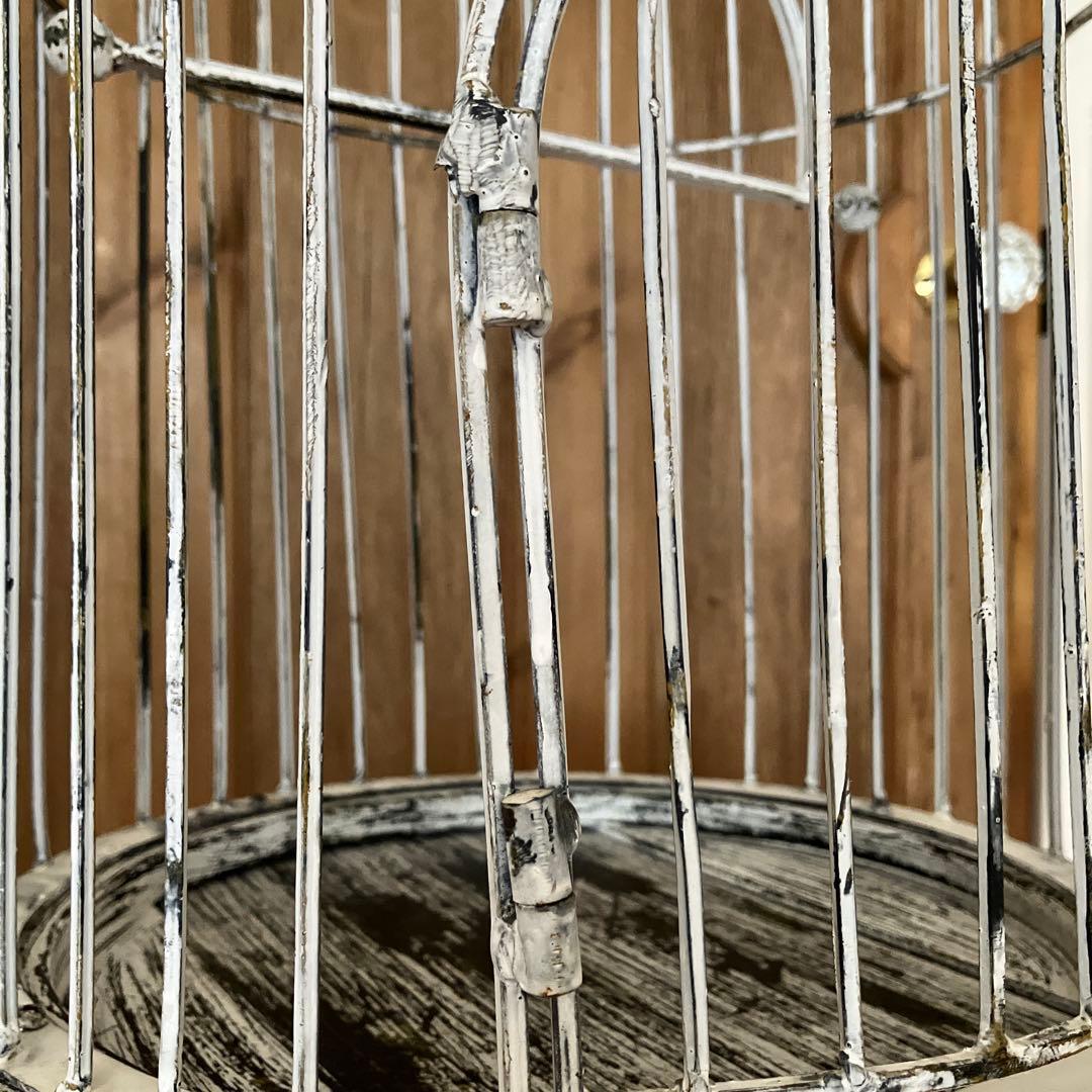 鳥かご アンティーク風 高さ142cm 金属 × 木製 ペイント ガーデニング