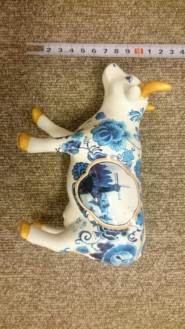 4 CowParade【カウパレード】牛置物 Blue Bone China