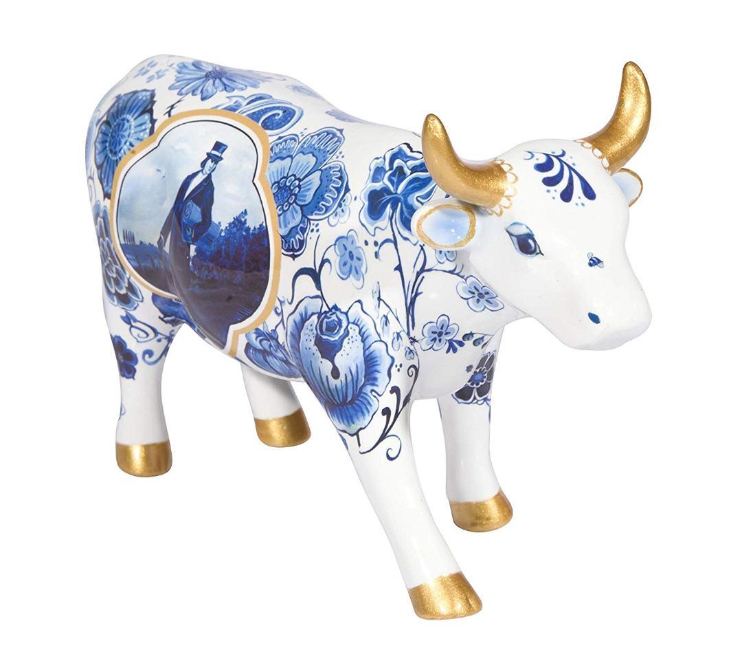 4 CowParade【カウパレード】牛置物 Blue Bone China