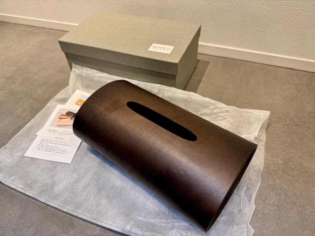 新品未使用　BUNACO ティッシュボックスケース SWING ダークブラウン色