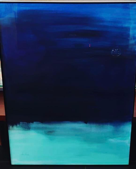 海の絵画アート（ターコイズ、ダークブルー）