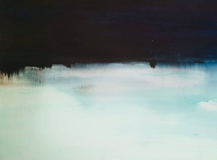 海の絵画アート（ターコイズ、ダークブルー）