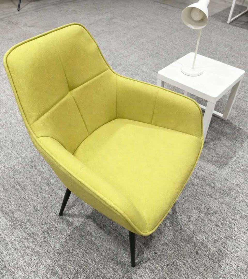 ダイニングチェアイエロー4脚セット布張り北欧風デザインファブリック