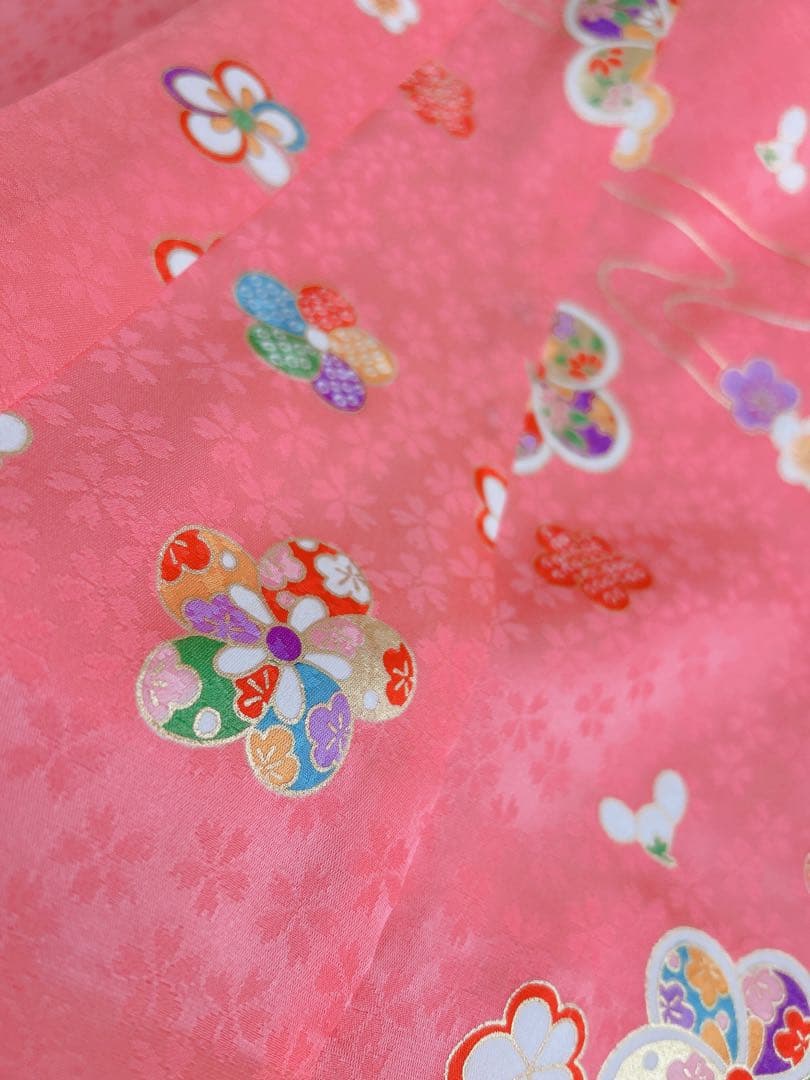 七五三 3歳着物 被布セット 正絹 ピンク