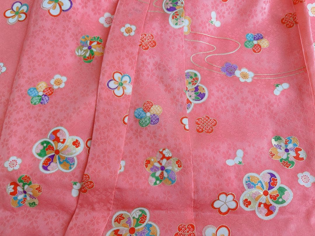 七五三 3歳着物 被布セット 正絹 ピンク