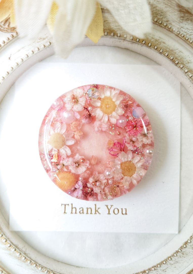 レジン ドライフラワー ヘアゴム ブローチ ポニーフック No.21