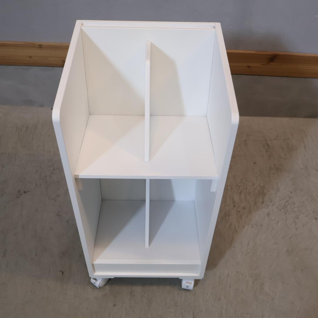 ディノス 2段 ワゴンラック キャスター付 ホワイト ブックシェルフ 本棚