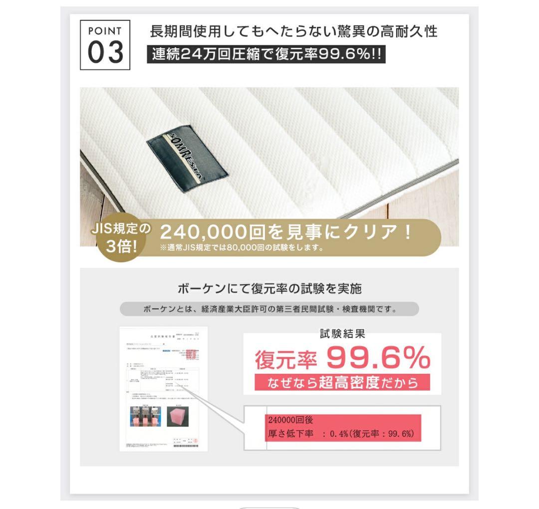 ソムレスタ　マットレス　折りたたみマットレス　シングル