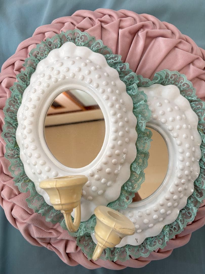 値下げ　ヴィンテージ　オーバル　壁掛け鏡 ミラー　アンティーク60s 70s