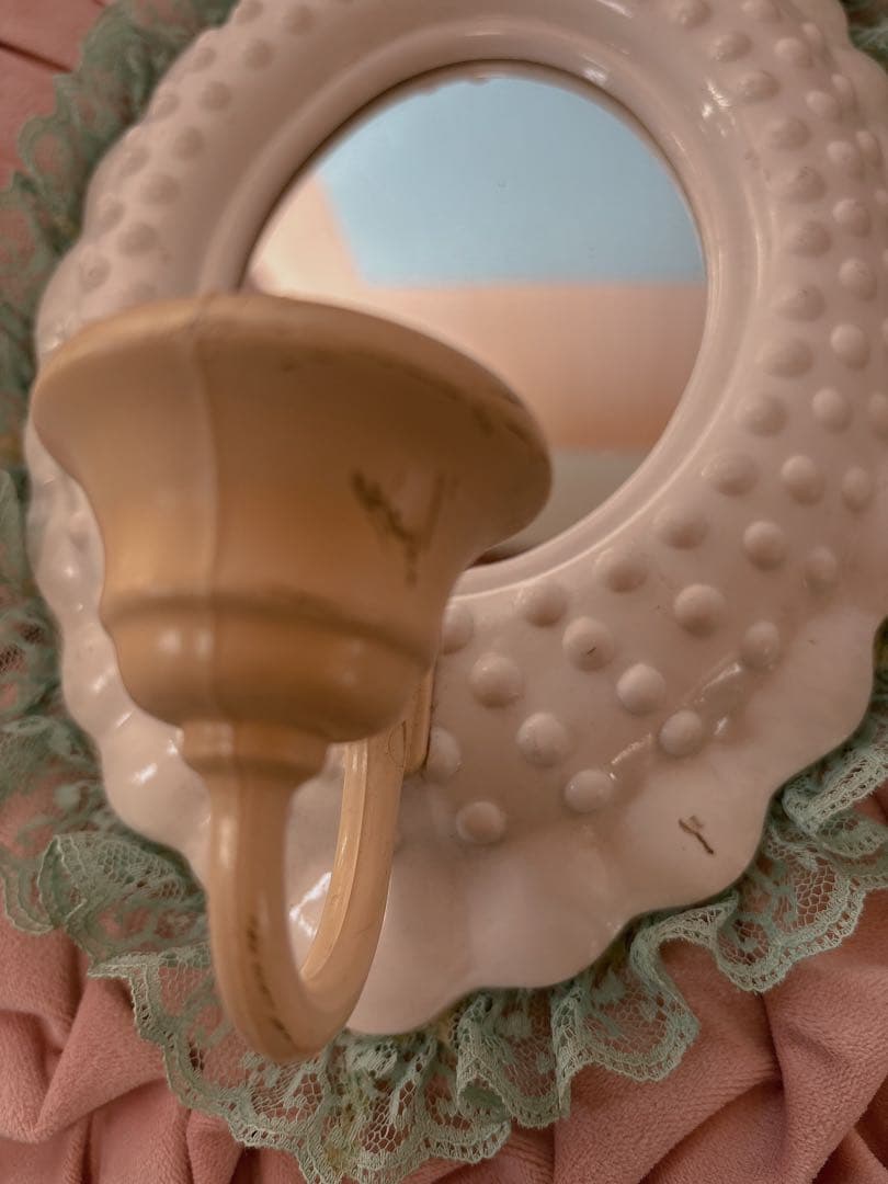 値下げ　ヴィンテージ　オーバル　壁掛け鏡 ミラー　アンティーク60s 70s