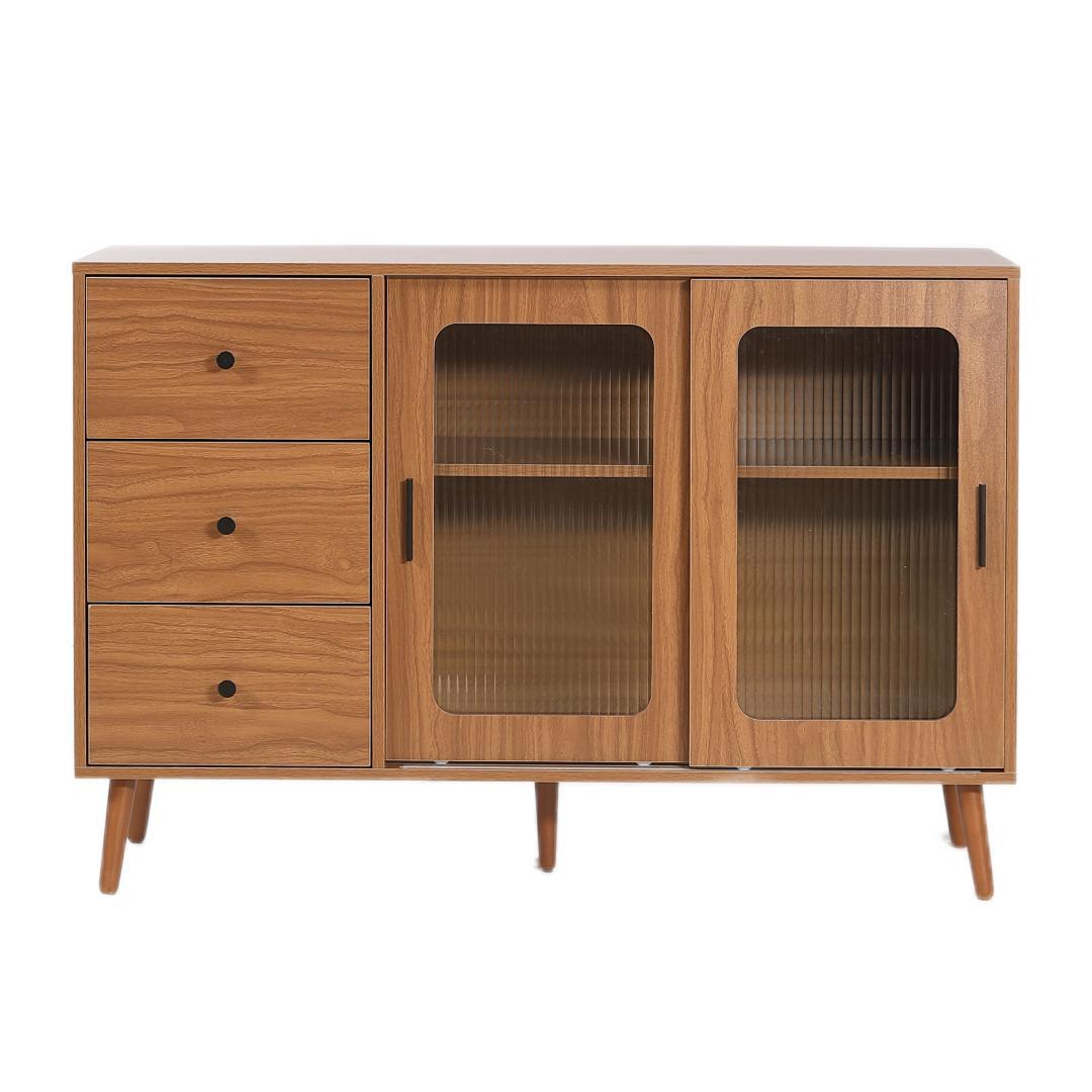 タイムセール！キャビネット・サイドボード　キッチン収納　木目調　BROWN