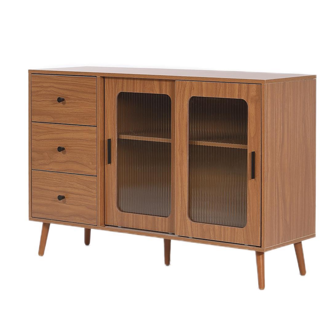 タイムセール！キャビネット・サイドボード　キッチン収納　木目調　BROWN