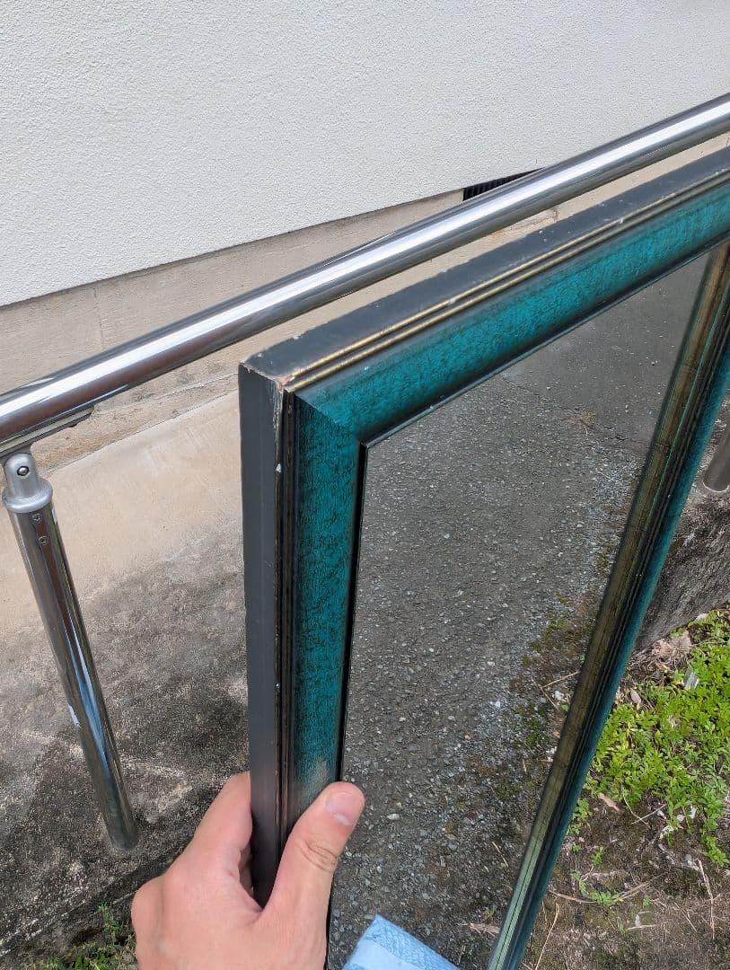 アーチ型青緑色壁掛け鏡