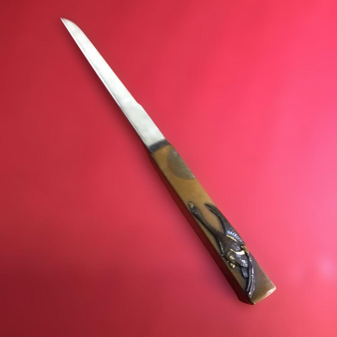 小柄　月に雁図柄　春明在銘