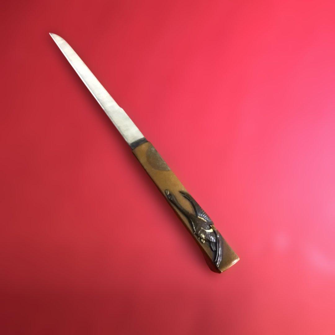 小柄　月に雁図柄　春明在銘