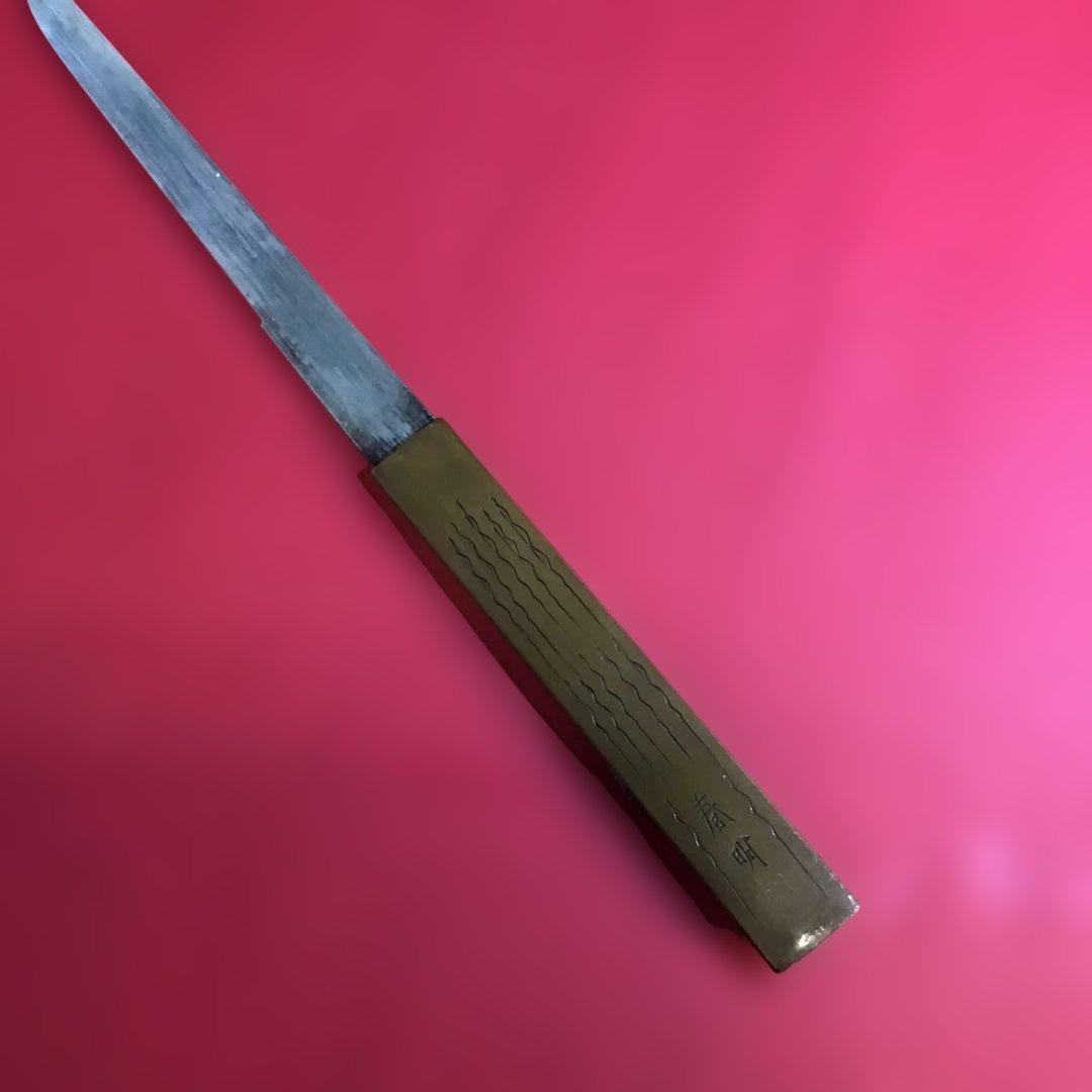 小柄　月に雁図柄　春明在銘