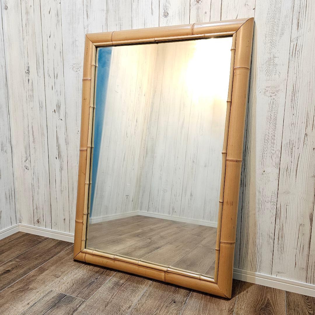 送料込み！ハワイアン風 バンブーミラー