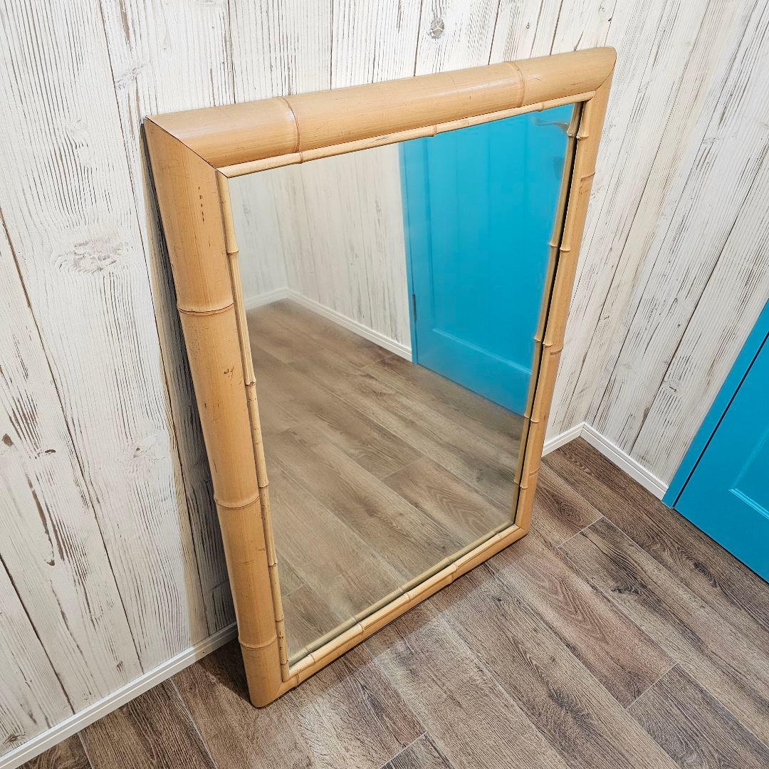 送料込み！ハワイアン風 バンブーミラー