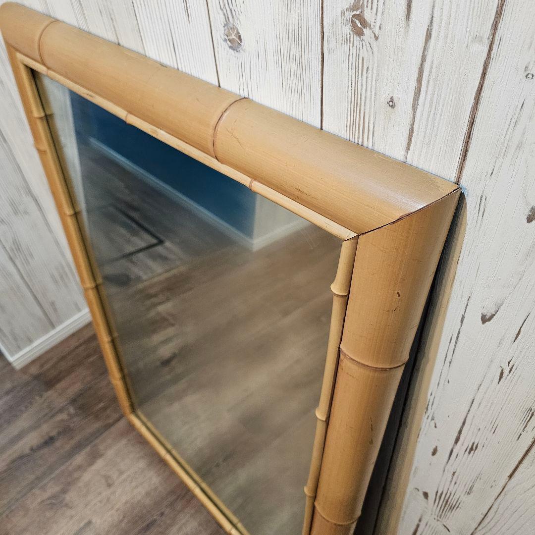 送料込み！ハワイアン風 バンブーミラー