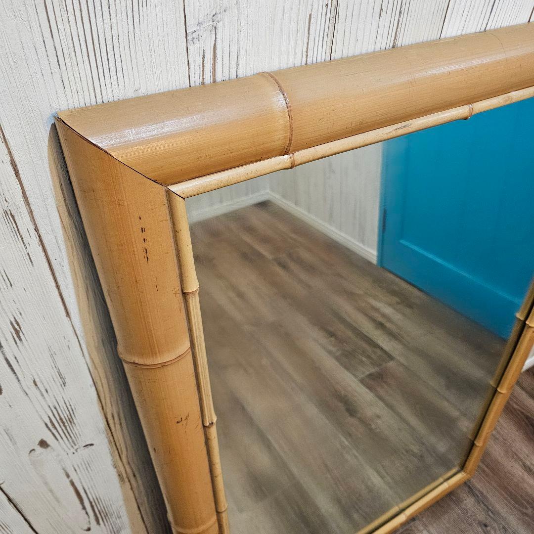 送料込み！ハワイアン風 バンブーミラー