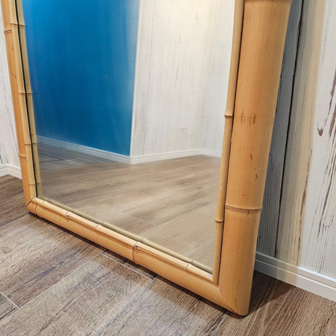 送料込み！ハワイアン風 バンブーミラー