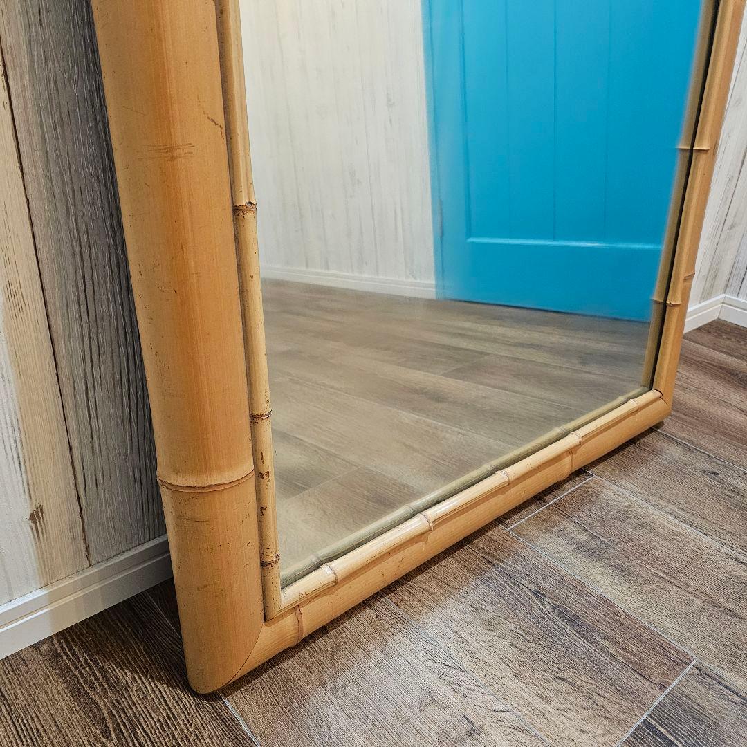 送料込み！ハワイアン風 バンブーミラー