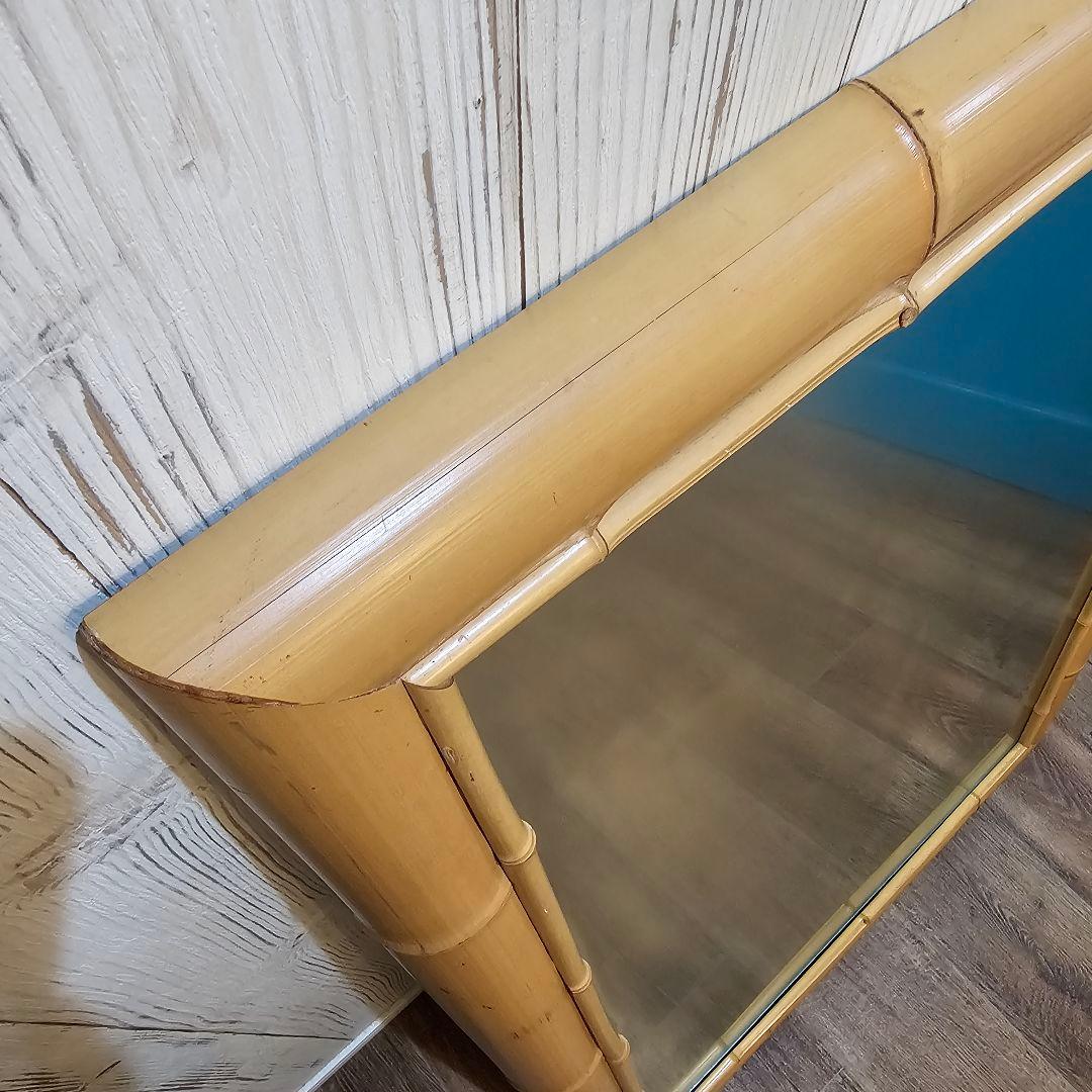 送料込み！ハワイアン風 バンブーミラー