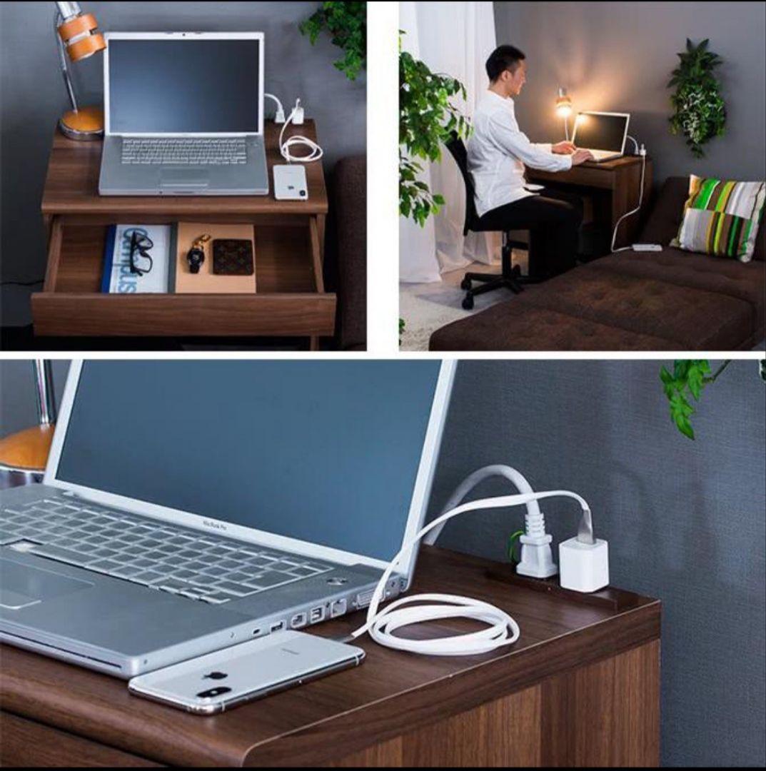 ダークブラウン【パソコンデスク】 コンセント、引き出し付き 左側にノリ付着有