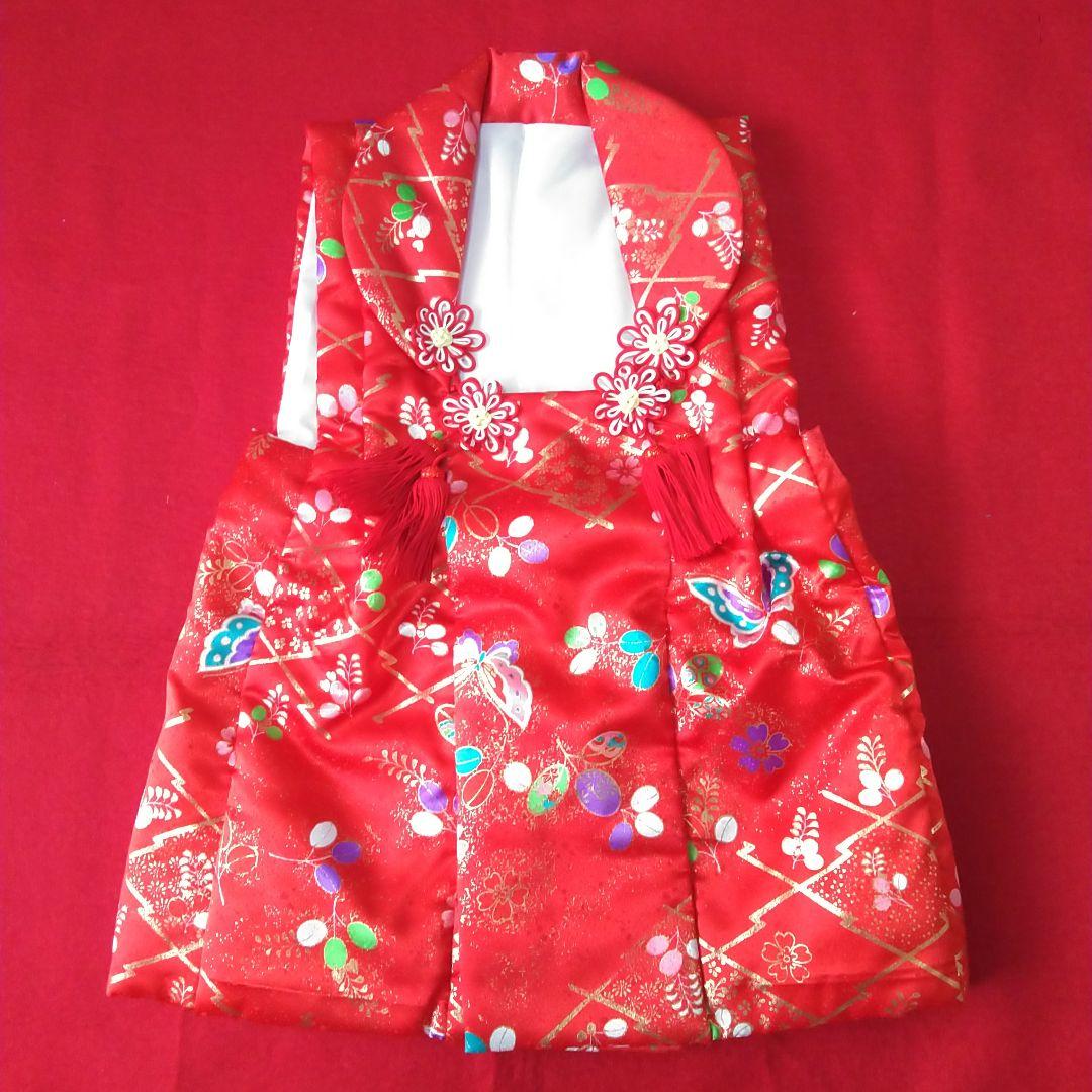 値下【美品】七五三　3歳　女の子　被布コート　着物セット　オレンジ（7点セット）