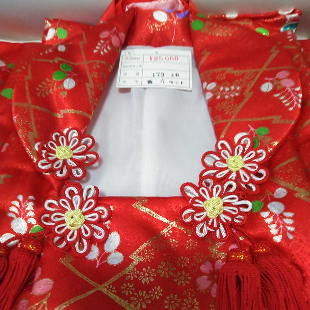 値下【美品】七五三　3歳　女の子　被布コート　着物セット　オレンジ（7点セット）